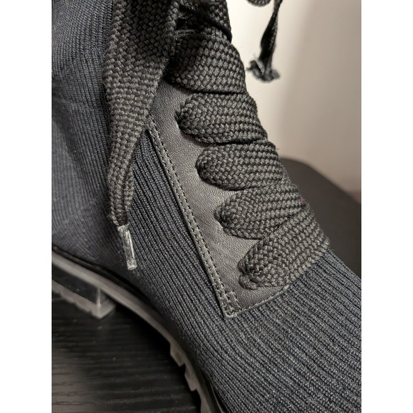 Kate Spade New York Knit Combat Boots Black Ribbed Lace Up Lug Sole Womens 8B - Picture 6 of 14
